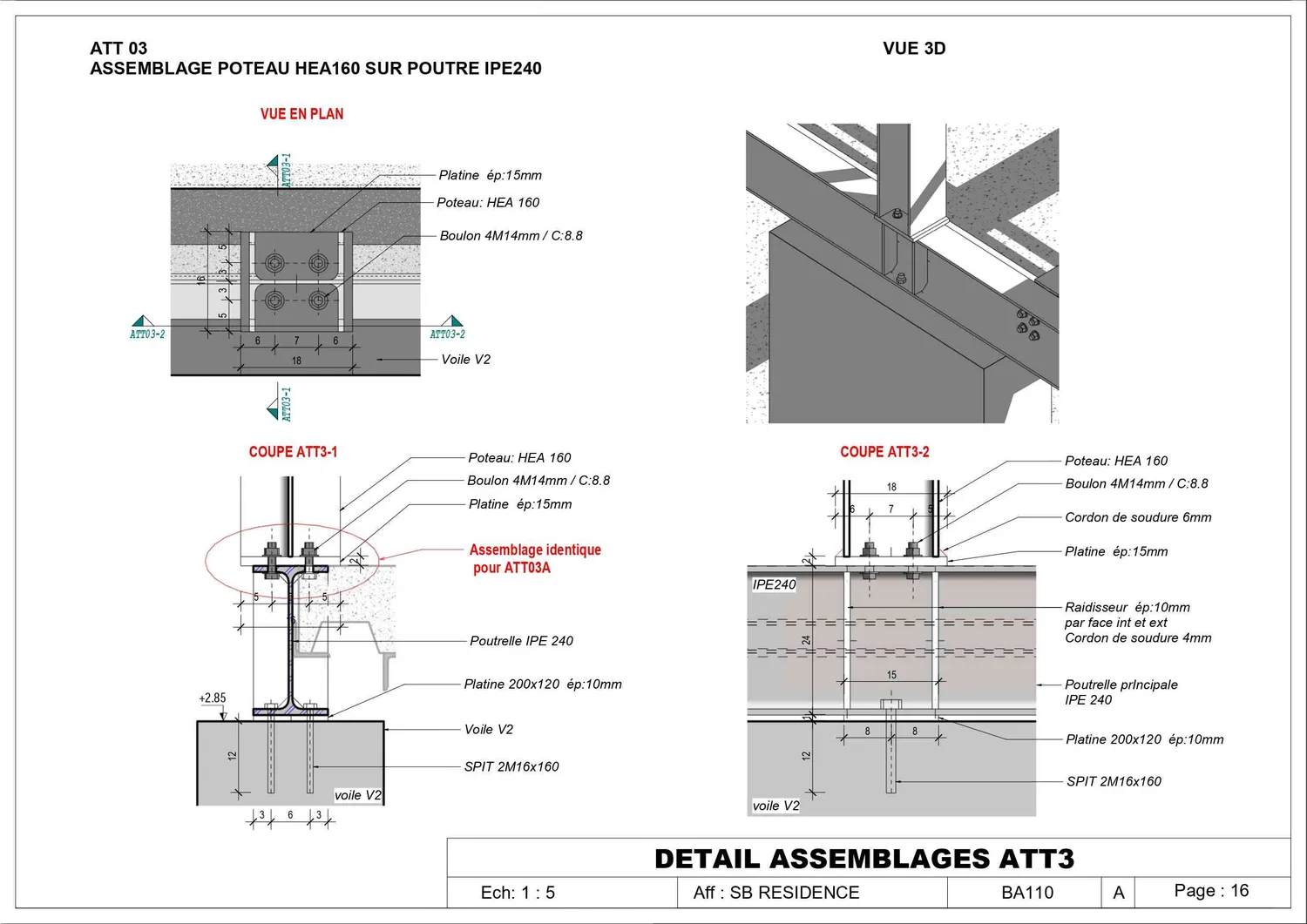 Détail d'assemblage métallique